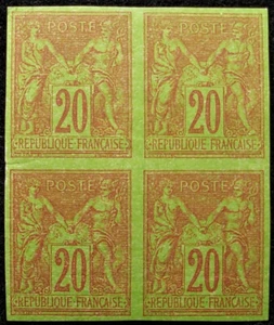 French Colonies General Issues, Scott #43, block of 4, Mint OG, XF, fresh - Picture 1 of 2