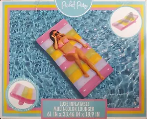 Tumbona de piscina inflable a rayas multicolor para fiestas de 14+ años 🆕 - Imagen 1 de 12