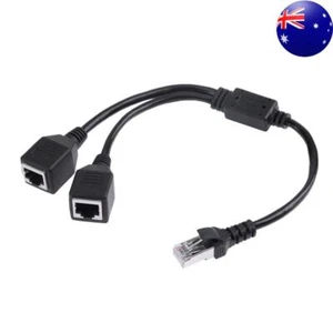RJ45 Male to 2 Female Splitter DSL LAN Network Ethernet Adapter Cable - Afbeelding 1 van 9