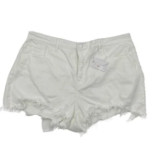 Good American 22 Bombshell High Waist Cutoff Shorts Distressed weiß Plus neu mit Etikett - Bild 1 von 6