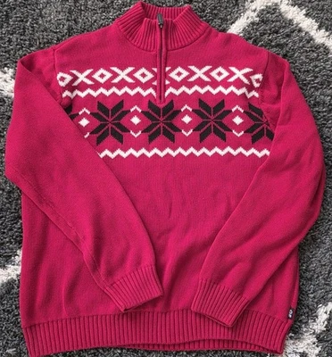CHAPS Ralph Lauren Adirondack Nordic 1/2 Zip Red Sweater Size XL  - Image 1 of 4