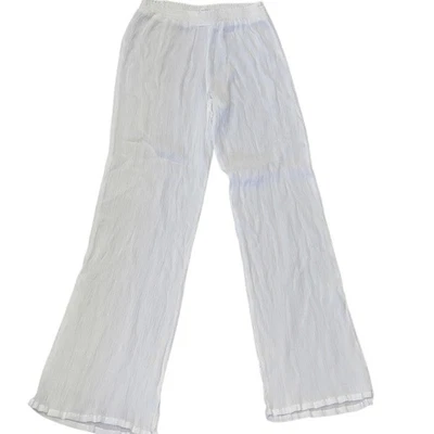 Athena Sheer White Gauze Poolside Palazzo Pants Swimwear Cover Up Size Small - Image 1 of 3