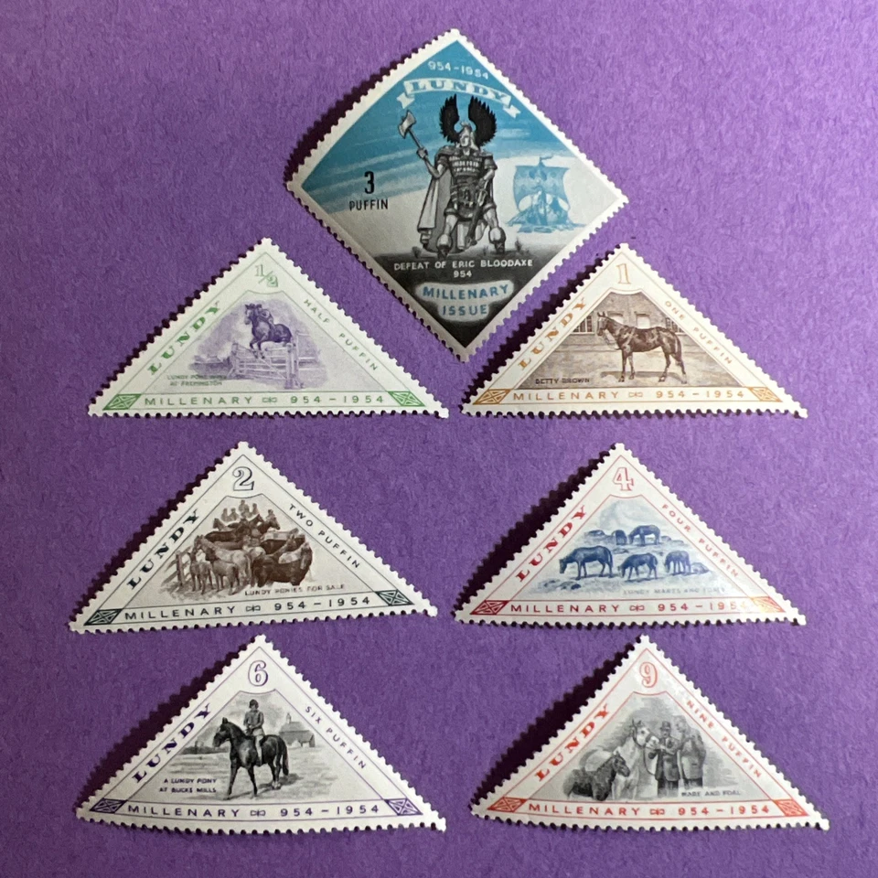 Lundy 1955 - Edición de franqueo milenario MNH. Derrota de Eric hacha de sangre, caballos Foto 1 de 1