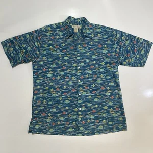 Camisa de campamento hawaiana de peces coloridos para hombre Tori Richard algodón césped informal grande - Imagen 1 de 7