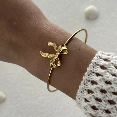Stainless Steel Starfish Shell Cuff Bangle Women Gold Tone Layered Jewelry - Image 1 of 4