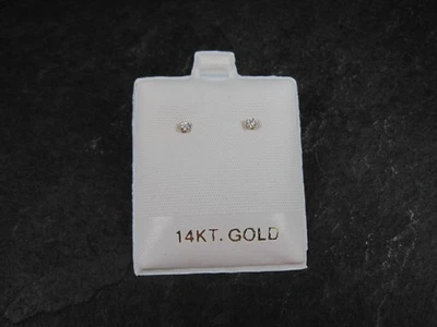 Tiny Vintage 2mm Cz Stud Earrings 14K Gold Filled New Old Stock - Image 1 of 4
