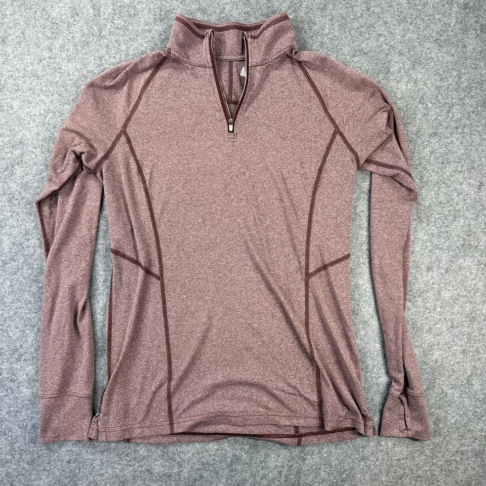Pulôver feminino REI Co-op roxo médio urze quarto de zíper camada base atlética - Imagem 1 de 4