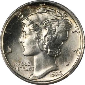1938-S Mercury Dime PCGS MS65 FB Blazing Gem Great Eye Appeal Strong Strike - Picture 1 of 4