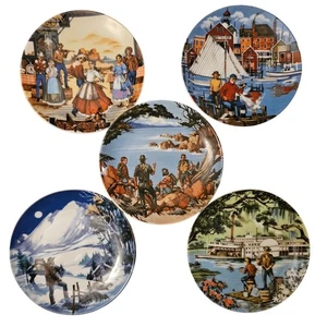 5 Pezzi Piatto Ritratti Americani Collezione 1985 Avon Don W Sheffler - Foto 1 di 3