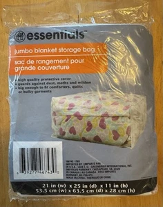 NEW ESSENTIALS JUMBO BLANKET STORAGE BAG ZIPPER CLEAR PLASTIC LARGE COMFORTER - Picture 1 of 1
