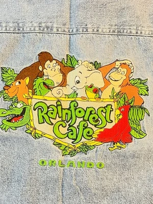 De Colección Rainforest Café "ORLANDO" Denim Abotonado Talla S Bordado Logo Grande Años 90 Foto 1 de 4