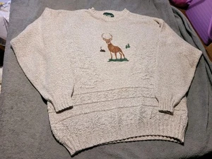 Maglione vintage Gander Mountain Buck cervo uomo XL maglia ricamata caccia USA - Foto 1 di 6