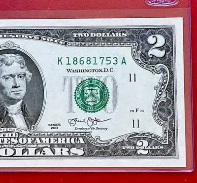 2013 $2 TWO DOLLAR BILL ( Dallas K ) UNCIRCULATED - Image 1 of 3