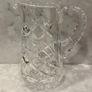 Vintage Kristallklar Klein Glas Gerippter Griff Krug Milchkännchen 5,5" Hoch - Bild 1 von 6
