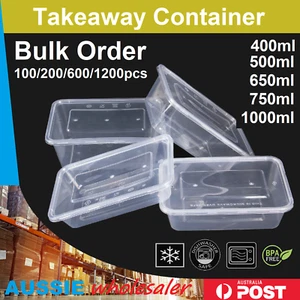 TAKE AWAY CONTAINERS & LIDS Reusable PLASTIC FOOD CONTAINER 500,650,750,1000ml - Picture 1 of 5
