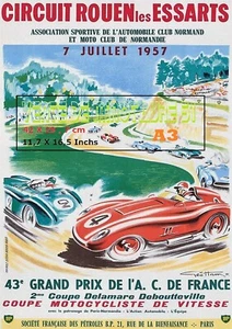 Circuit Rouen les Essarts 76 - Géo Ham - 1957 - copy laminated - Imagen 1 de 23
