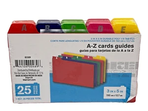 Index Card Dividers - Durable Poly A-Z Guides Colored 3" x 5" - NEW WITH TAGS - Picture 1 of 6