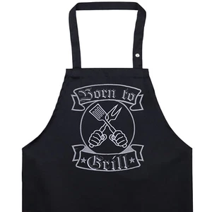 BORN TO GRILL Schürze Grillschürze für Männer Barbecue Kochschürze Herren - Picture 1 of 12