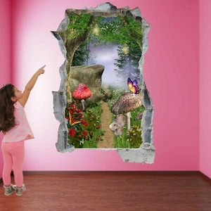 Magical Forest Pathway Butterfly Wall Sticker Mural Decal Kids Bedroom Decor A9 - Picture 1 of 6