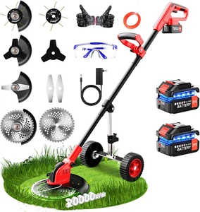 20000 RPM Electric Weed Wacker with Wheel,12″ Brushless Cordless Weed Eater Batt - Picture 1 of 11