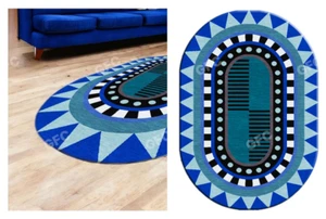 Designer Rug oval Blue Greg Natale woolen Area stella diva Rug .5x8/6x9/8x10. - Picture 1 of 3
