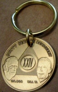 Alcoholics Anonymous AA 24 Year Keychain Key Chain ring Token coin medallion   - Bild 1 von 8