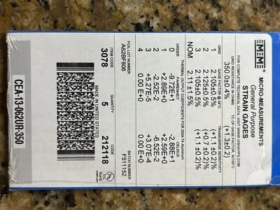 Precision Strain Gage CEA-13-062UR-350 Rectangular Rosette 3 Element. 5 Per Pack - Image 1 of 3