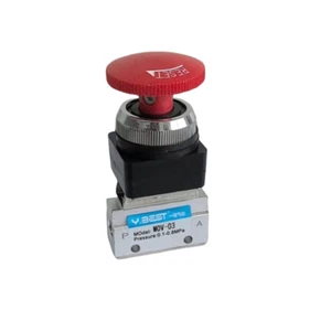 Red Emergency stop Button Self Lock 2 Position 3 Way Air Mechanical Valve 1/8" - Picture 1 of 3