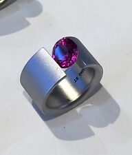 Niessing Acrobat Ring - Stainless Steel with lab-created Pink Ruby (US 5.5)