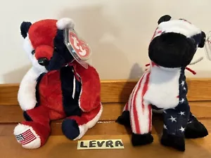 2 = Burro democrático electoral izquierdo 2000 + Oso patriota Ty BEANIE BABY Patriótico - Imagen 1 de 1