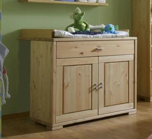 Massivholz Wickelkommode Kiefer massiv gelaugt geölt Wickeltisch Baby kommode - Bild 1 von 2