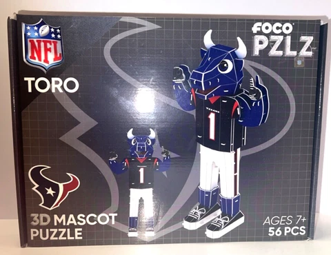 NEW Foco PZLZ NFL Houston TEXANS Toro Team Mascot 3D Puzzle 61pcs Cover