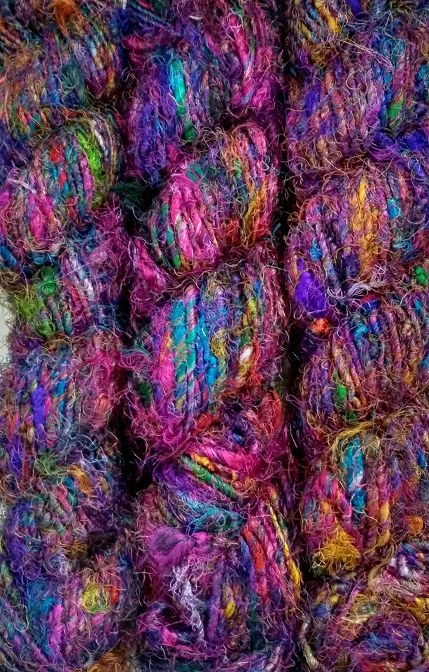 200Grams Himalaya Recycled Soft Pure Sari Silk Yarn Knit Woven 2 Skeins - Image 1 of 1
