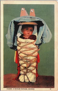 Postal de lino navajo papoose Arizona nativo americano B202 - Imagen 1 de 2