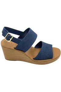 Sole Society Double Strap Wedges Pavlina Dark Blue - Picture 1 of 5