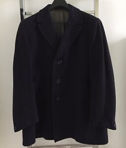 MERSLEY FOR MEN vintage lata 50. wełniany płaszcz, w pełni podszyty - GRANATOWY - klatka piersiowa 44
