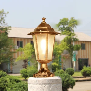 Vintage Pillar Light Yard Lantern Gate Garden Lighting Outdoor Glass Post Lamp - Picture 1 of 7
