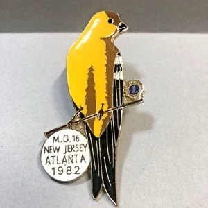 Lions Club 1982 Maryland 16 New Jersey Atlanta Perched Bird Pinback Pin - Picture 1 of 3