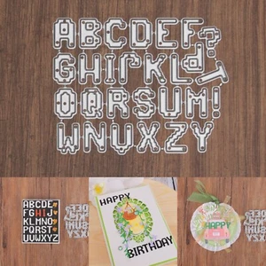 Pixelated Alphabet Small Capital Letters w Punctuation Cutting Dies – Video Game - Picture 1 of 4