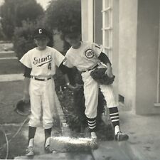 VINTAGE PHOTO 1960s boys wearing baseball uniforms, giants Cubs Fans SNAPSHOT