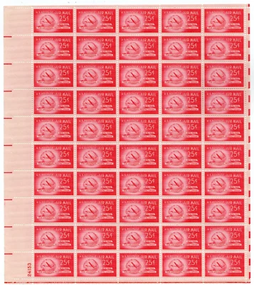 Scott #c44 Boeing Stratocruiser Airmail Sheet of 50 Stamps - MNH P#24153 LL - Image 1 of 2
