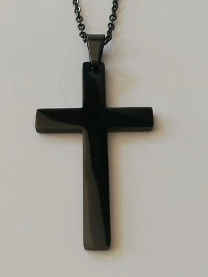 Pingente de motociclista cruz preta de aço inoxidável unissex novo - Imagem 1 de 4