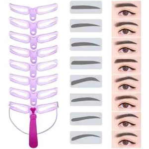 Kit 8 in 1 stencil modellare sopracciglia riutilizzabili accessori trucco - Foto 1 di 7
