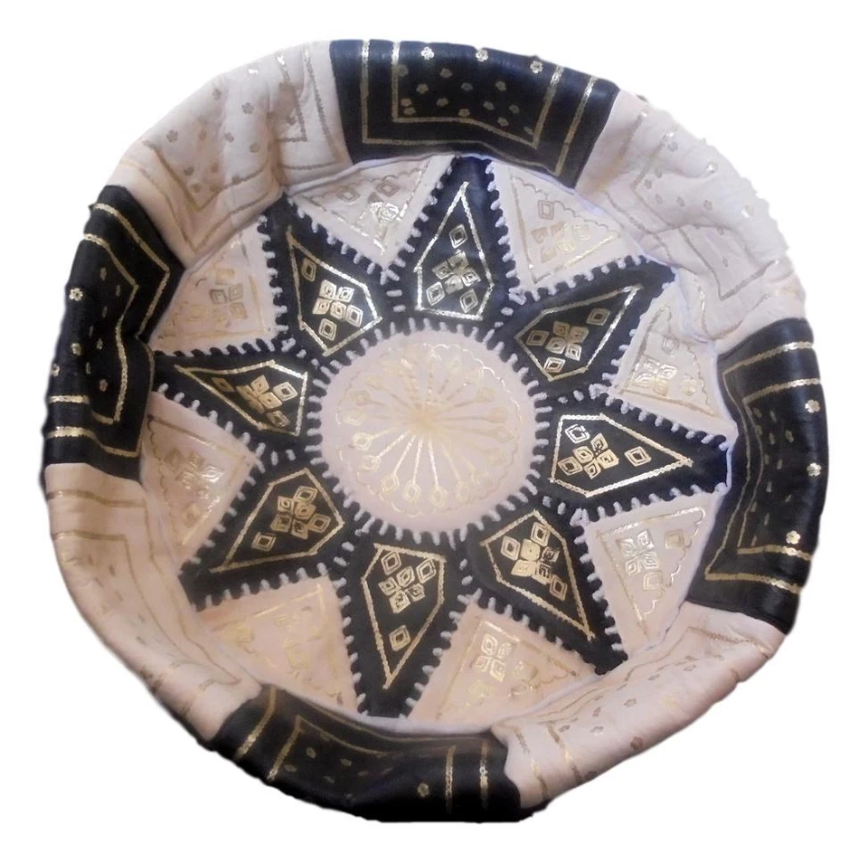 Puf otomano de cuero marroquí reposapiés Foto 1 de 1