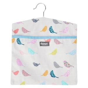 Dexam Peg Bag Grey Birds 100% Cotton Hanging Storage Hanger Pegs Washing Store - Picture 1 of 2