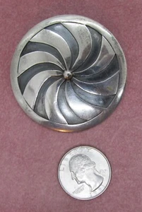 VINTAGE MEXICAN ROUND BROOCH SIGNED TAXCO PA - Picture 1 of 5