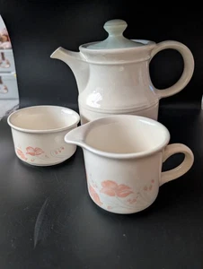 Vintage Biltons Coloroll Pfirsich Blumen Teekanne, Kanne & Zuckerdose (S9) - Bild 1 von 22