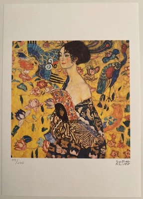 Gustav Klimt | Lady with Fan Lithografie Limitierte Auflage Signiert & Numm - Bild 1 von 4