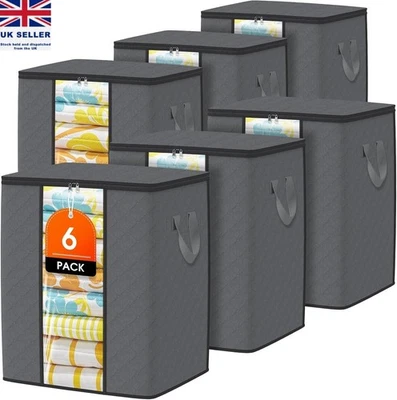 Clothes Storage Bags With Zips Bedroom Large Collapsible Storage Bedding Box 90L - Image 1 of 4