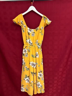 Sienna Sky Size Sm Women Yellow Stretch Waist Surplice Short Sleeve Jumpsuit - Image 1 of 4